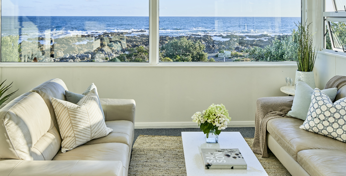 Home staging Wellington luxorious living room with sea view