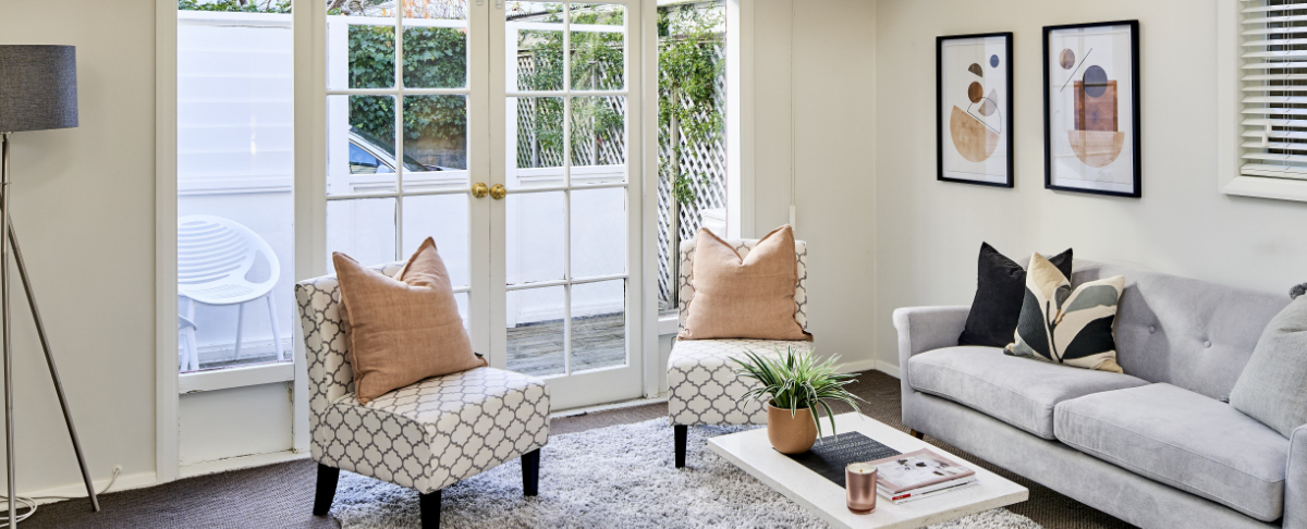 stylish staged lounge in Wellington